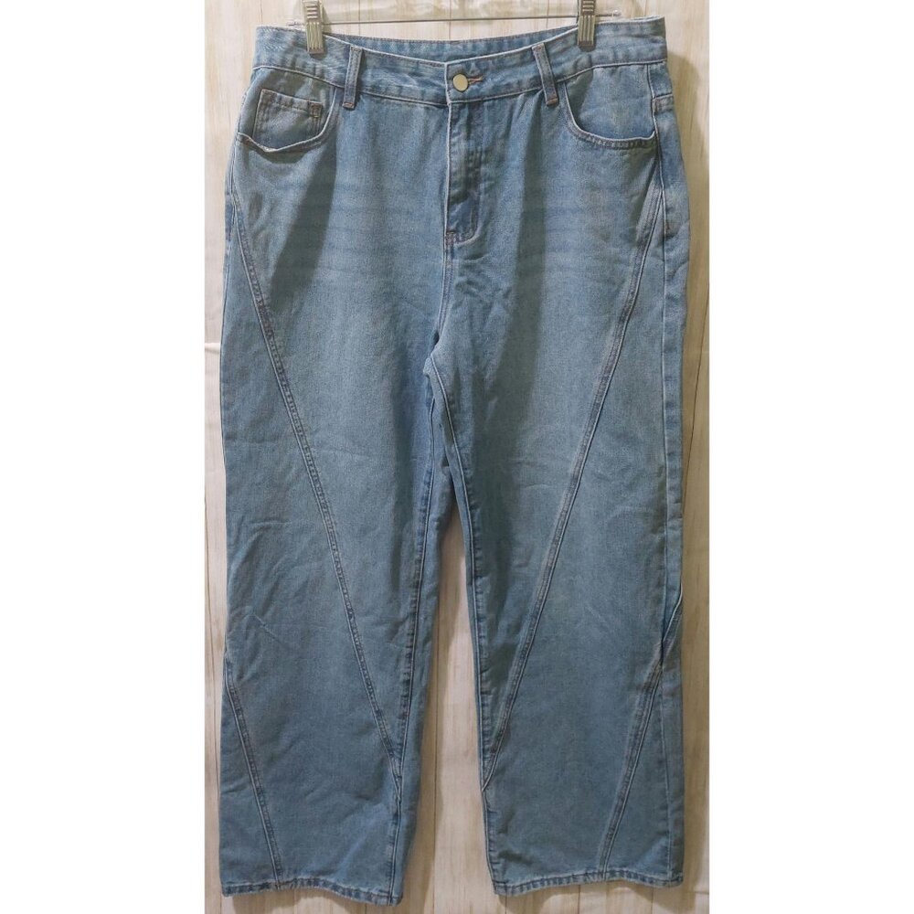 Commense Women's Vintage Denim High-Waisted Wide-Leg Jeans Size XL 33" Waist - Picture 3 of 10